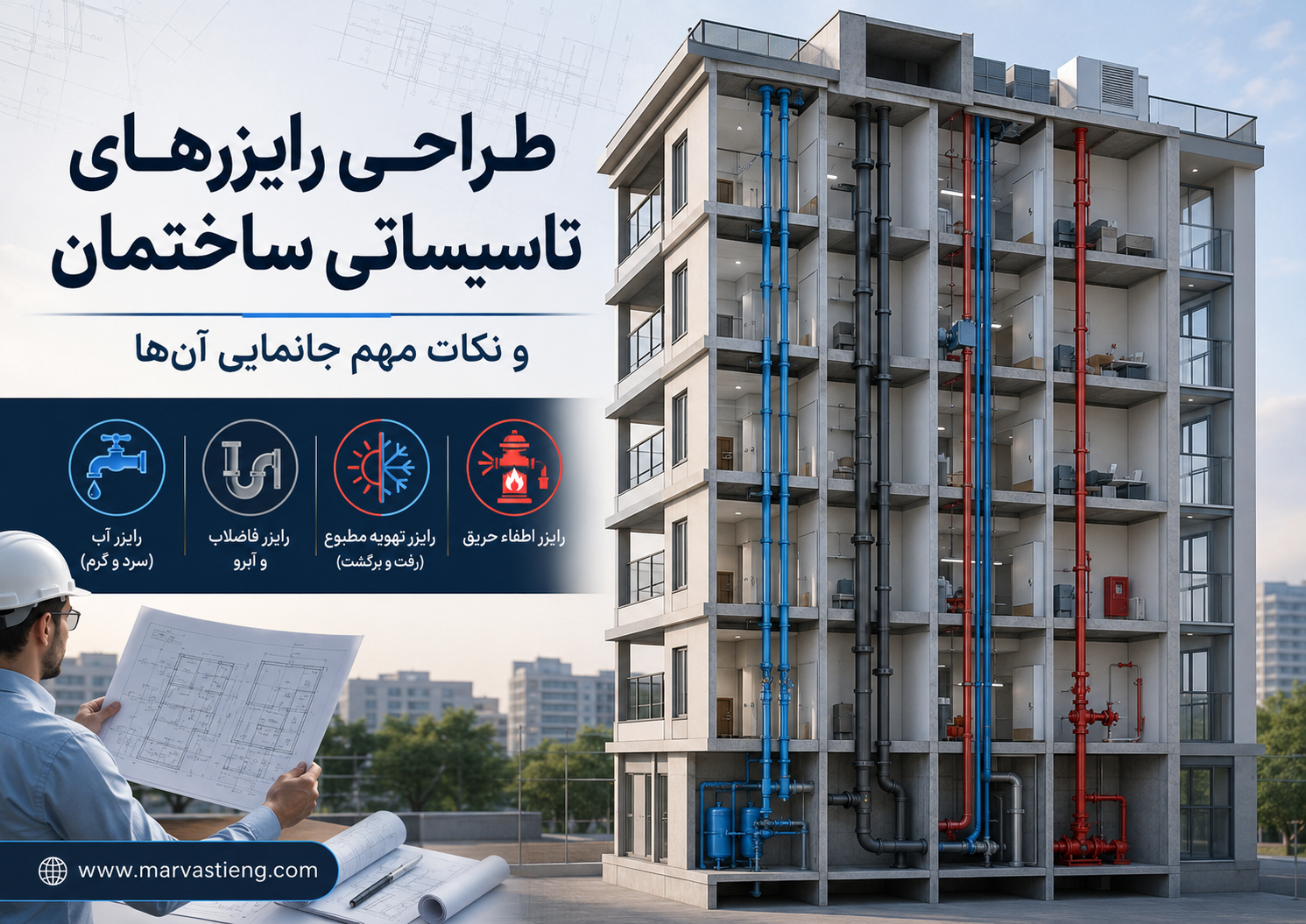 طراحی رایزرهای تاسیساتی ساختمان و نکات مهم جانمایی آن‌ها