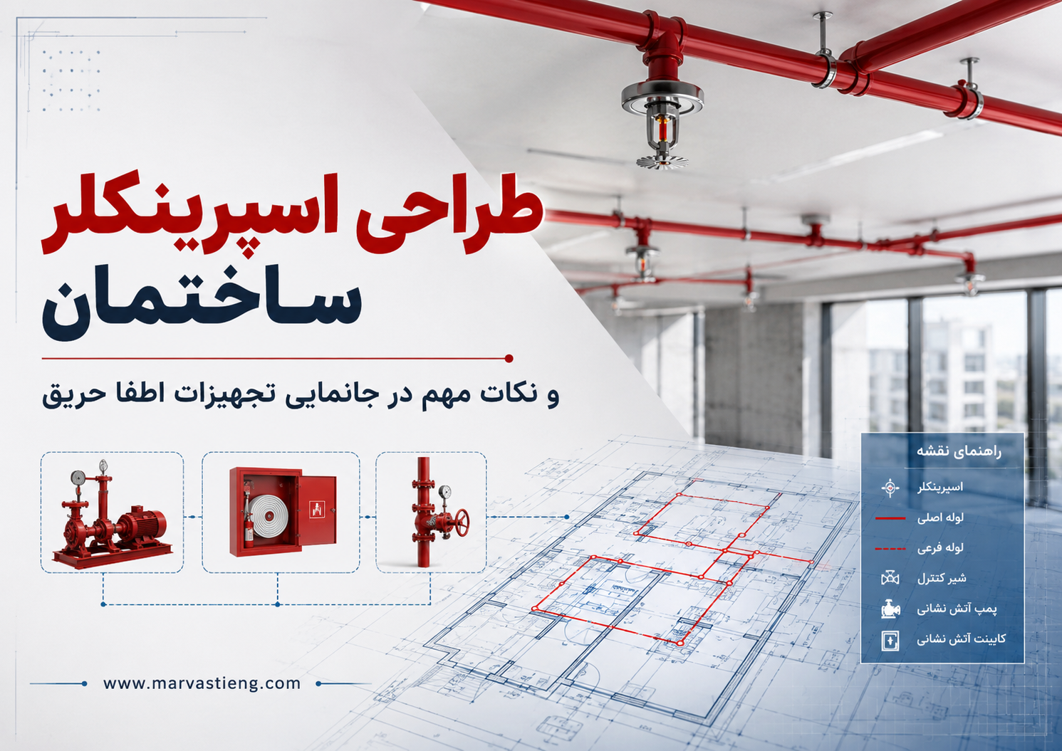 طراحی اسپرینکلر ساختمان و نکات مهم در جانمایی تجهیزات اطفا حریق